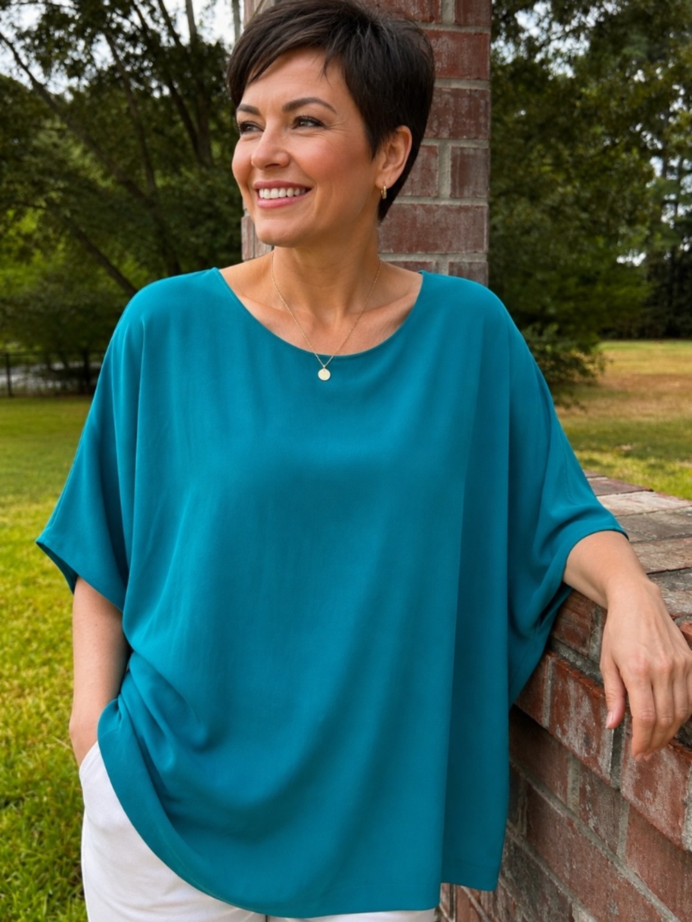 NWT J. Jill Teal Dolman Sleeve Blouse